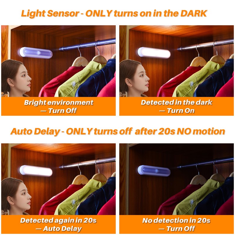 STAR-SPANGLED 3 Pack 7” Motion Sensor Lights Indoor Battery Operated,