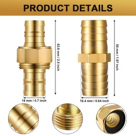 4 Sets 5/8 Inch Solid Brass Garden Hose Mender End Repair Kit Water Hose Coupling Splicer Mender Female Male Hose Connector with Tape, Stainless Steel Clamp and 3/4 Inch Rubber Gasket