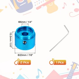 QUARKZMAN Guitar Knobs Metal, Volume Tone Control Dome Knobs, 6 x 20 x 15.5 mm Potentiometer Knobs with Wrench for Electric Guitar Bass, Blue, Pack of 2