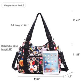 Angel Barcelo Roomy Fashion Hobo Womens Handbags Ladies Purse Satchel Shoulder Bags Tote Washed Leather Bag Black