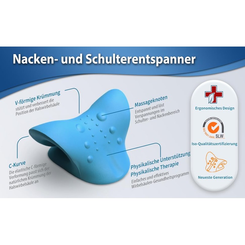 EZSIDE Neck Stretcher, Relaxation Pillow for Neck (Blue)