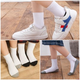 Kolally - Calcetines de vestir blancos para niños, 6 pares de calcetines de algodón para niños y niñas, sin costuras, para uniforme escolar diario, comodidad diaria