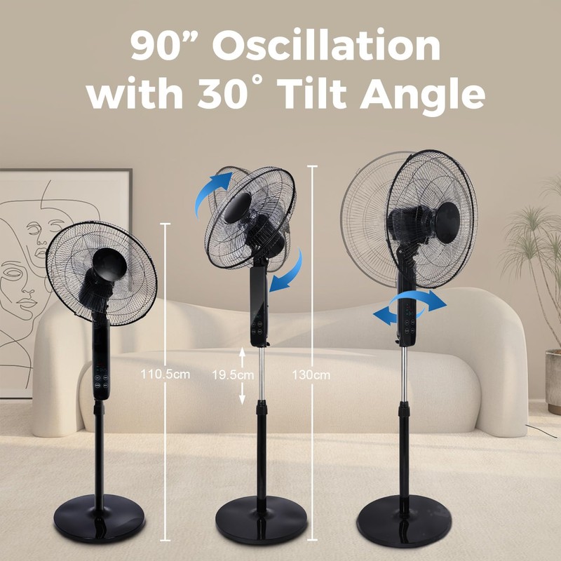 Aottop 16" Pedestal Fan with LED Display & Thermometer -