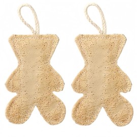 2-Pack Natural Loofah Exfoliating Body Scrubber, Biodegradable Egyptian Shower Loofah Sponges, Vegetable Scrubber for Kitchen, Dishwashing Scouring Pad (Bear Styling)