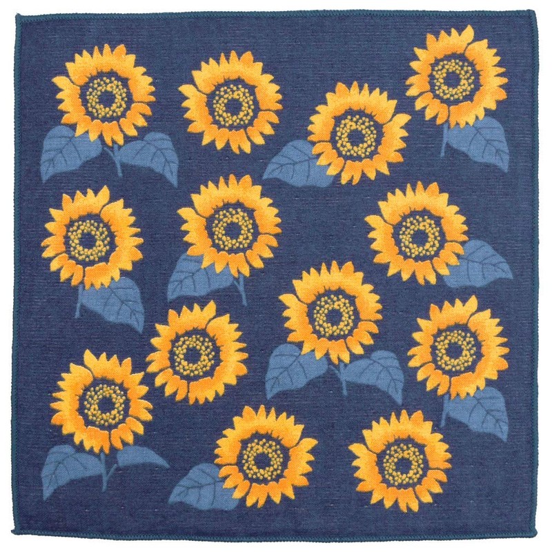 Hamamonyo Washed Towel Handkerchief, Full of Sunflowers, Yellow