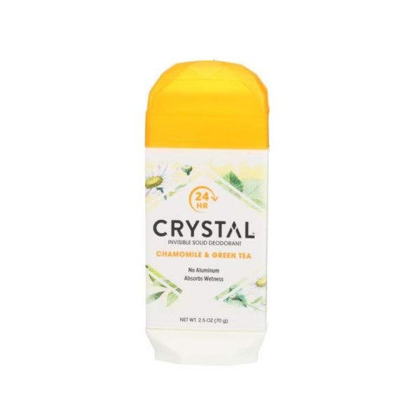 Crystal Deodorant Solid Stick 2.5 Ounce Chamomile & Green Tea (Pack of 3)