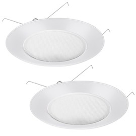 Glooglitter 2 Pcs 6 Inch Shower Trim Recessed Light Covers with Albalite Lens White Bathroom Shower Light Covers Can Replacement Waterproof Trim for Ceiling Wet Locations