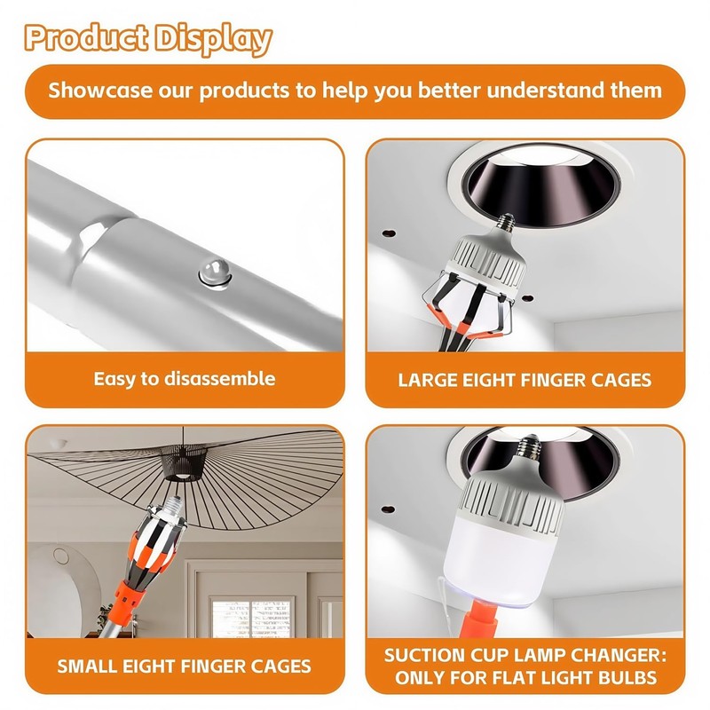 TianXiuShan High Ceiling Light Bulb Changer with Pole,Light Bulb Removal