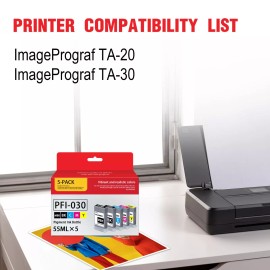 ALUMUINK Compatible PFI-030 Ink Cartridges 55ml (5Pcs) for Canon TA-20 TA-30