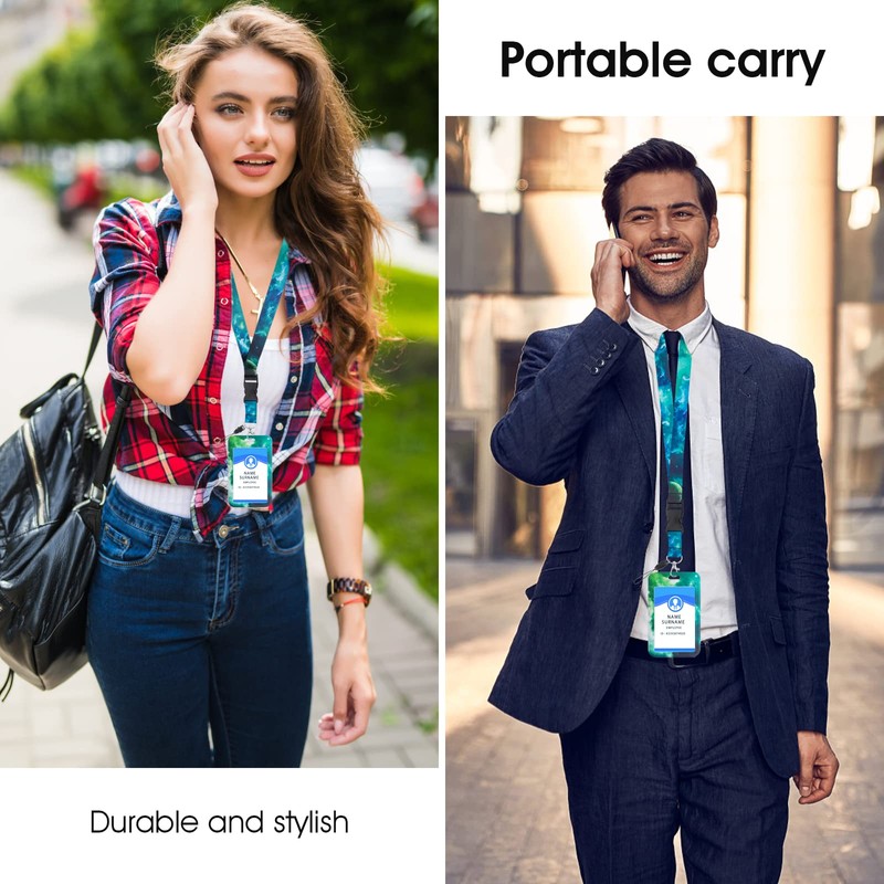 cobee Badge Holder with Lanyard, Retractable Starry Sky ID Card