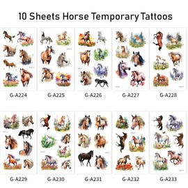 Horse Temporary Tattoos, Horse Party Favors Supplies Birthday Decorations Tattoo Stickers for Kids Boys Girls Gifts Goodie Bags Fillers Prizes Rewards