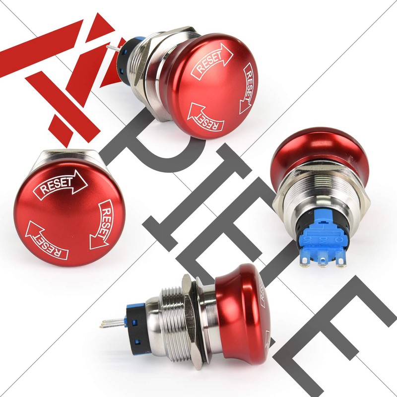 APIELE 22mm Metal Emergency Stop Push Button Swicth Latching 12V-250V