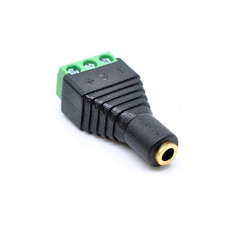Kework 3.5mm 3 Pole Female Jack to 3-Screw Green Terminal