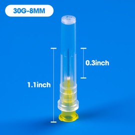 Meterbox - Paquete de 100 agujas desechables de 30 Ga de 5/16 pulgadas con tapas para dispensación científica e industrial envueltas individualmente