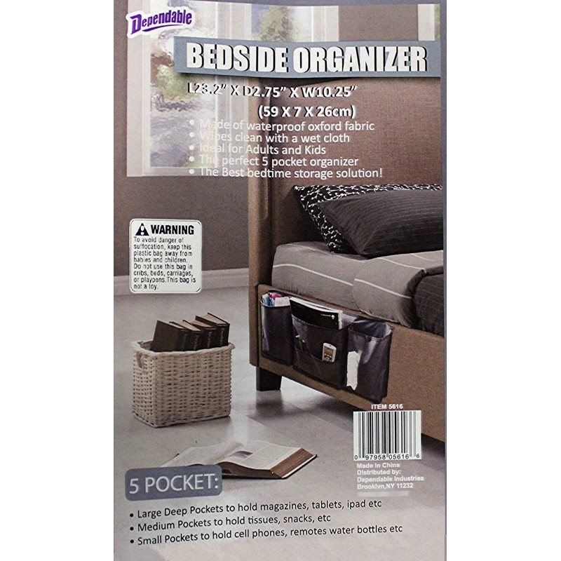 Dependable Industries inc. Essentials 5 Pocket Bedside Couch Caddy Organizer