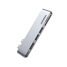 UGREEN USB C Hub para MacBook Pro, Adaptador USB Tipo C con 4K HDMI,Thunderbolt 3,2USB 3.0, Micro SD Lector de Tarjetas para MacBook Pro 2019/2018/2017/2016,MacBook Air 2020/2019/2018, Plateado