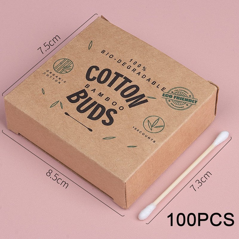 luoshaPUCY Bamboo Cotton Buds (Pack of 100) 100% Plastic-Free Biodegradable