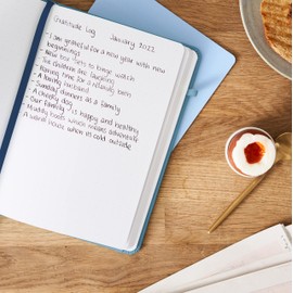 The Little Calm and Happy Dotted Notebook – 160 Page Hardcover Vegan Friendly Dotted Page Journal with Banded Closure, Bookmark and Introductory Guide for Journaling, Sketching and Organisation (Blue)