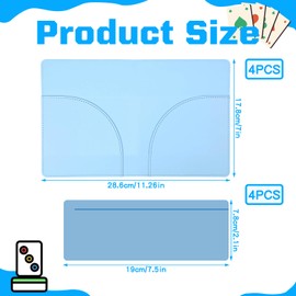 plaCredgai Mahjong Card Holder Set of 4-11.25 x 7 in Waterproof PU Leather Mahjong Card Sleeve/Cover with 4 Matching Card Guide Aligners, Foldable Scoring Card Protector (Blue)