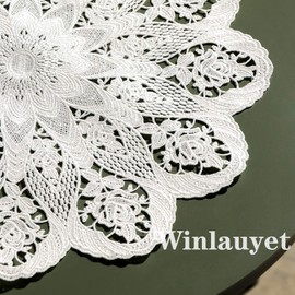 Winlauyet 30 cm / 55 cm Rosentraum Plauen Tablecloth Embroidery Air Tips Lace Cup Doily (30 x 30 cm)