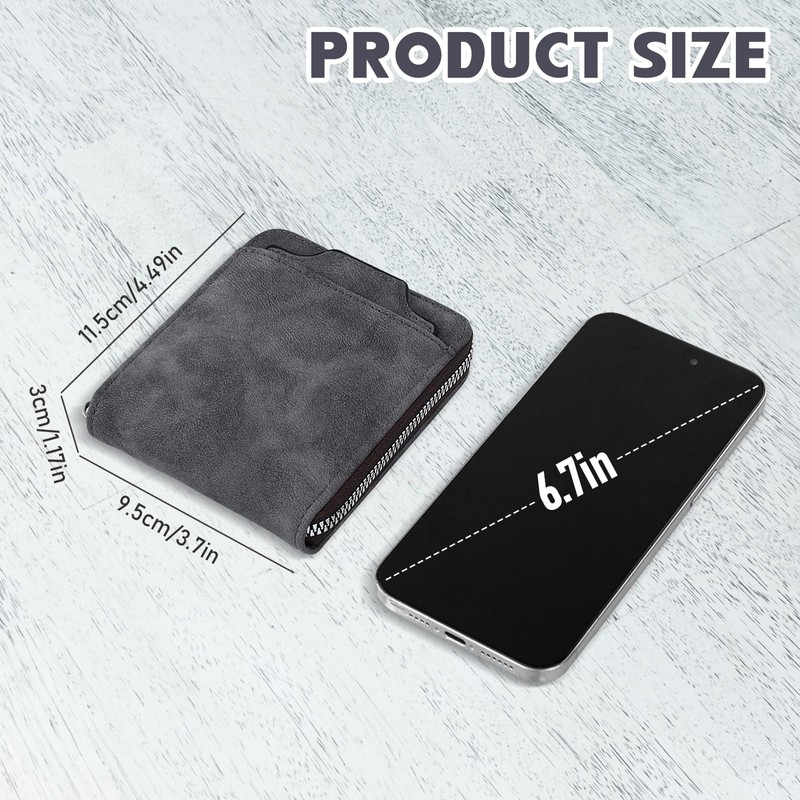 AfitLulu Men's Wallet with Zipper, Men Wallet with Detachable Card