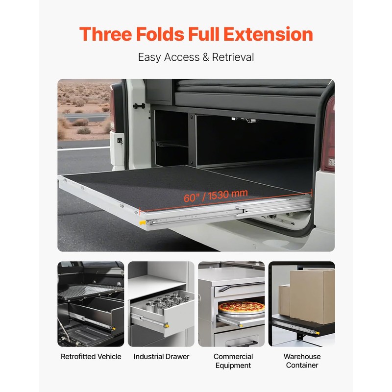 VEVOR Heavy Duty Drawer Slides 60inch, 1 Pair Locking Drawer