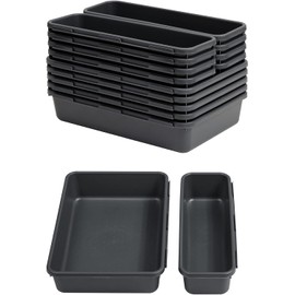 Gonice 13 Pack Black Plastic Drawer Organizer Tray, Interlocking Desk Organizer for Office, Bathroom and Kitchen