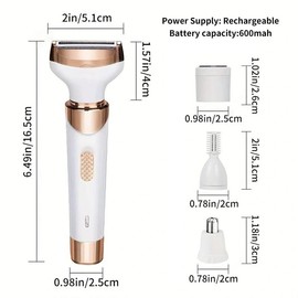 4 in 1 Electric Razor for Women, Summer Hair Trimmer Set, 4 in 1 Womens Shaver for Public Hair Wet & Dry Cordless Hair Remover for Eyebrow, Nose, Face, Legs, Underarms Portable Bikini Trimmer Rechargeable for Lady Hair Shaving