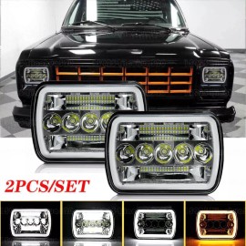 Unbranded Pair 5x7"7x6" LED Headlights Hi/Lo Beam For Dodge D150 D250 D350 Ram 50 H4