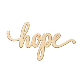 Woodums – Hope Script Wooden Wall Art Decor, Unfinished Wood Sign for Family Room Decor, Charlie Script Letter Wood Cutout, Wall Decorations for Living Room 12 x 6 Inches