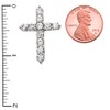 Elegant Sterling Silver 4 Carat Round Cubic Zirconia Cross Pendant