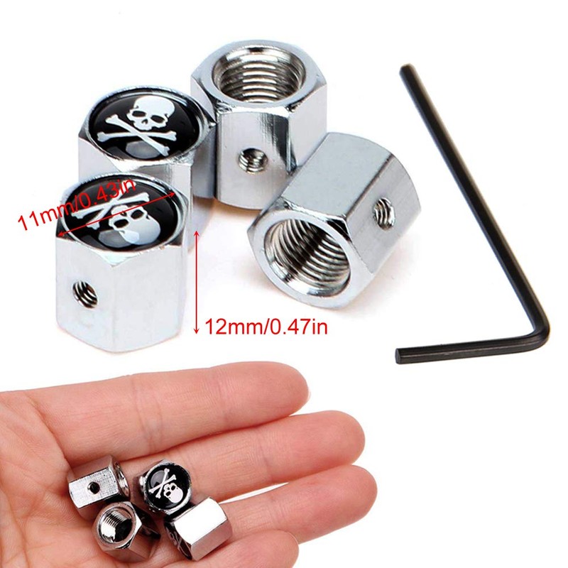 Eqlef® - 8 Pcs Anti-Theft Skull Car Tyre Valve Caps