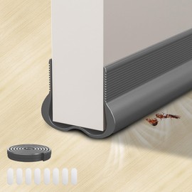 Door Draft Stopper, 36" Cuttable Door Sweep for Bottom of Door, Under Door Draft Blocker Insulator, Weather Stripping Door Seal, Door Gap Filler Soundproof, Dust Blocker, Noise Stopper (Grey, 36")