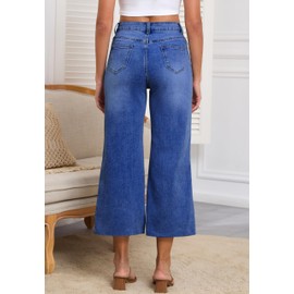 ETTELO Women's Wide Leg Jeans High Waist Straight Leg Stretchy Ripped Jeans for Womens