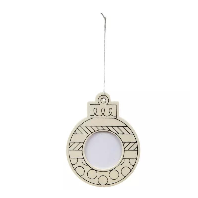 Photo Frame Unfinished Wood Ornaments - 3 Piece - 3.38