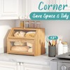 Vriccc Large Bread Box,Bamboo Wood for Kitchen Counter, Corner Bread