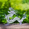 LONGWIN Crystal Dragon Statue Hand Blown Glass Dragon Figurines Chinese