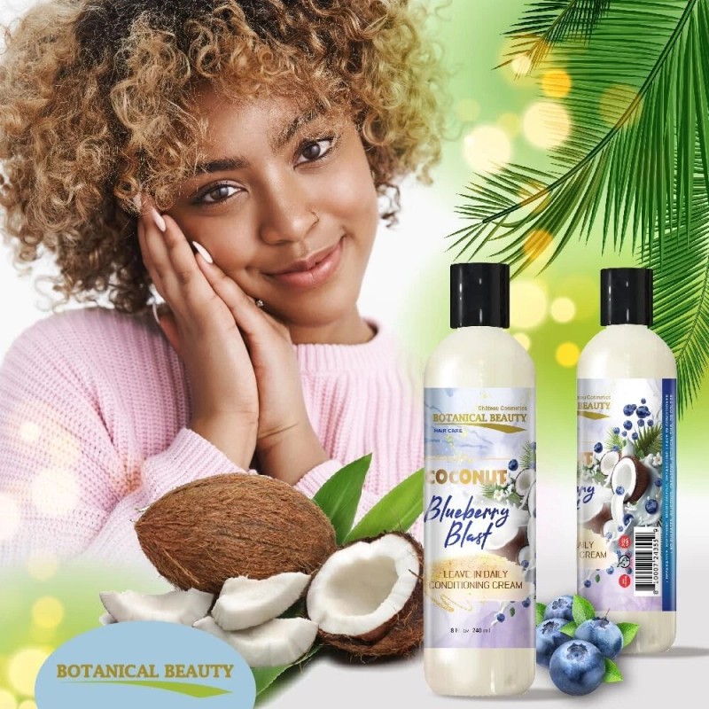 Acondicionador sin enjuague Coconut Blueberry Blast para suavizar el cabello,