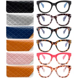 ZXYOO Oversized Reading Glasses for Women,6 Pack Blue Light Blocking Computer Readers Spring hinge（6 pack Mix C2+3.50）