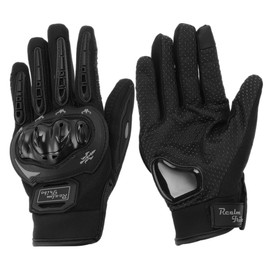 HOPESPANNER L Motorcycle Gloves Breathable Full Finger Glove Nylon Outdoor Gloves Black White 1Pair