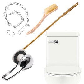 Solaradgy Toilet Handle Replacement Kit, Front Mount Toilet Flush Handle Adjustable Brass Trip Toilet Lever Replacement with Stainless Steel Flapper Chain and Cleaning Brush