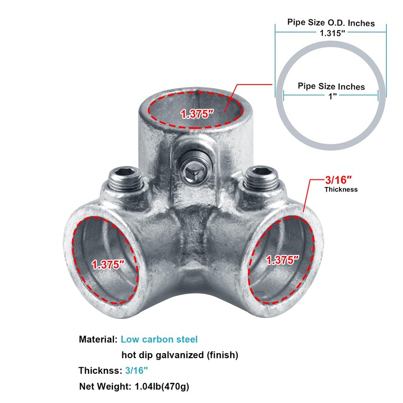 eoere 4 PCS Galvanized Pipe Fittings, Side Outlet Elbow 1"