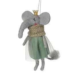 Heaven Sends Wool Elephant In Dress Christmas Tree Decoration