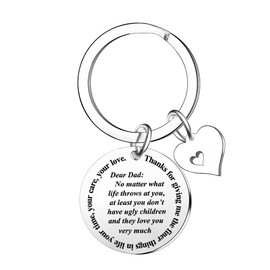Ghloyza Funny Dad Keyring Funny Father Presents from Daughter for Daddy Keyring I Love You Dad Keyring Thank You Dad Keyring Father's Day Gifts for Fathers Birthday Presents Chirstmas Gifts for Dad