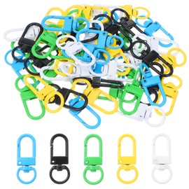 200 Pieces Colorful Lobster Clasps, Swivel Clasp Lobster Claw Clasps for Keychains, Heavy Duty Metal Keychain Hooks for DIY Crafts, Jewelry Making, Bag Accessories (Black/White/Green/Yellow/Blue)