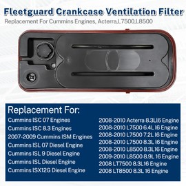 CV50628 Engine Crankcase Filter Breather Element Compatible with Cummins ISC, ISL, ISX12G. Complete with L7500, L8500, LT7500, LT8500. Replaces: 904-7902, 5263190