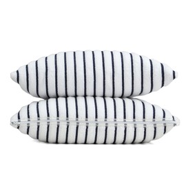 Black & White Brands Brazilian Beach/Pool Towel Pillow Case 17.7"x17.7" - Ultimate Absorbent Luxury 100% Cotton Wave (2 Pillow Cases, Navy Poly Pinstripe)