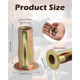 AOKLIT 50 Pack Multi-Grip Rivet Nut Kit, 5/16-18 Rivet Nut Steel Pre-Bulbed Shank, Plus Nut Color Zinc Plated Flat Head Threaded Insert Nut