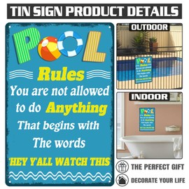 Funny Sign Pool Rules Metal Tin Sign You Are Not Allowed to Do Anything Funny Swimming Signs Pool Deck Backyard Wall Decor Pool Decorations 12x8 Inches