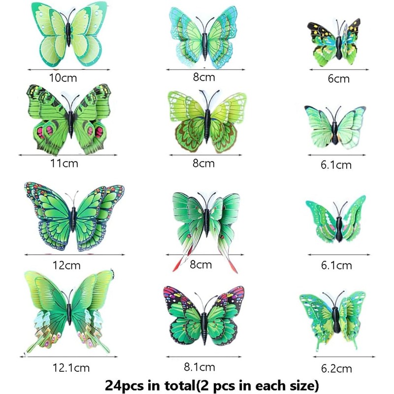 24PCS 3D Butterfly Wall Sticker Decor,3D Butterflies Stickers for Party